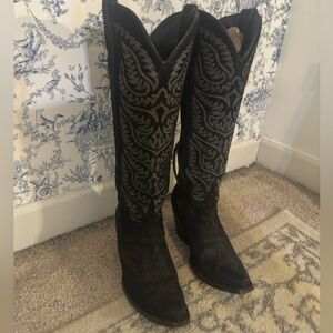 Ariat black suede 16 inch shaft cowboy boots